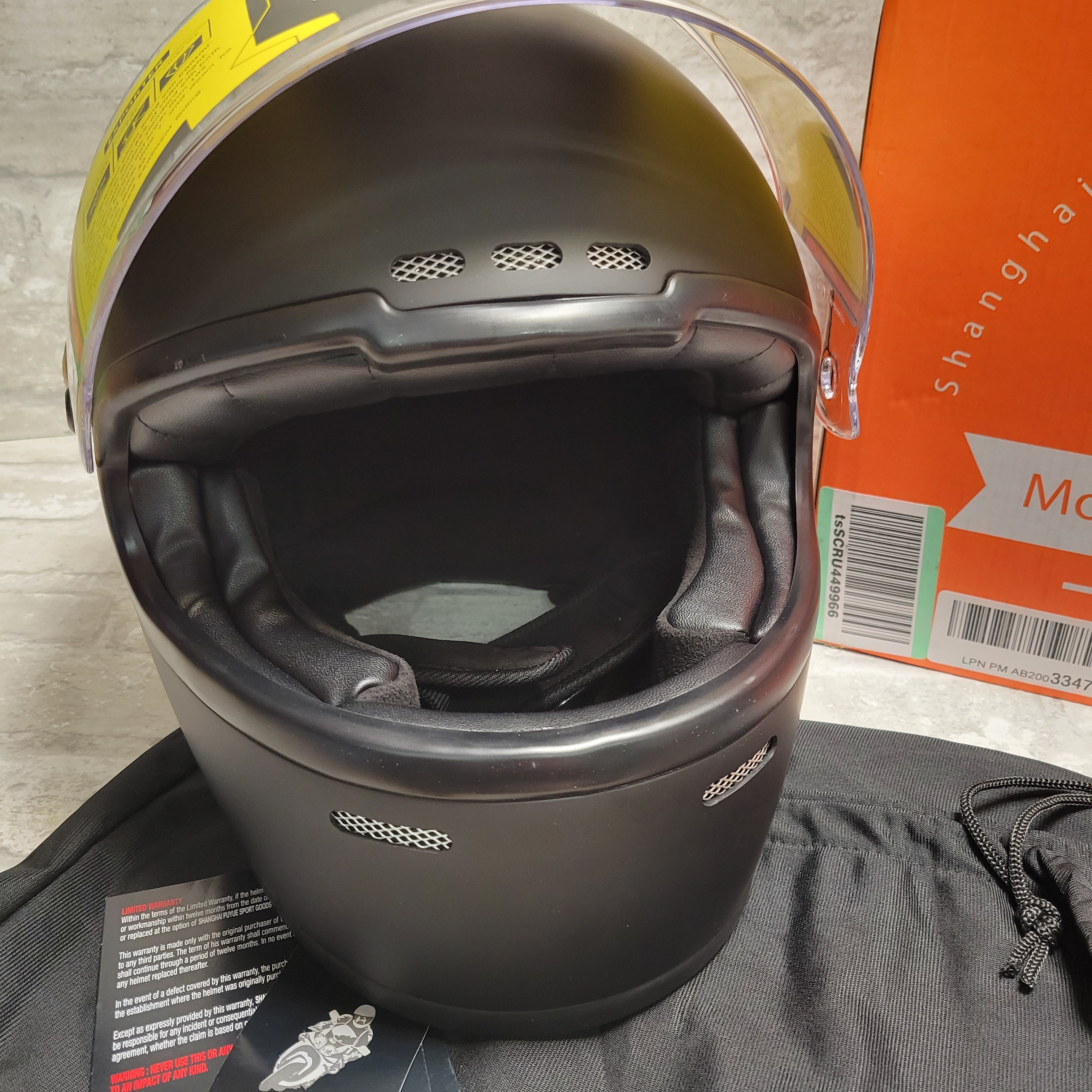 VCOROS A600 Adult Full Face Retro Motorcycle Helmet, Matte Black, Large *READ* (8069387583726)